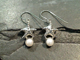 Pearl, Sterling Silver Starfish Earrings