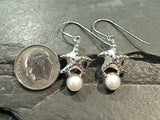 Pearl, Sterling Silver Starfish Earrings