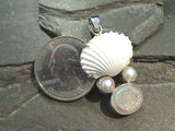 Ark Shell, Pearl, Druzy, Sterling Silver Pendant