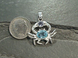 Blue Topaz, Iolite, Sterling Silver Small Crab Pendant
