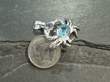 Blue Topaz, Iolite, Sterling Silver Small Crab Pendant