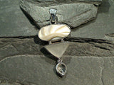 Sea Shell, Sea Glass, Topaz, Sterling Silver Pendant