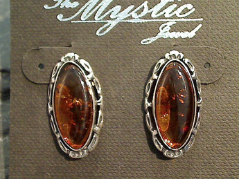 Amber, Sterling Silver Post Earrings