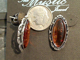 Amber, Sterling Silver Post Earrings