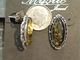 Green Amber, Sterling Silver Post Earrings