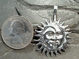 Sterling Silver Sun And Moon Face Pendant