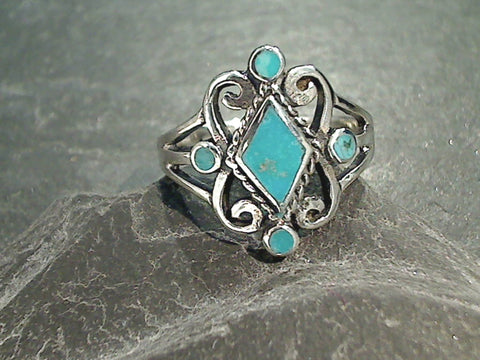 Size 7.75 Turquoise, Sterling Silver Ring