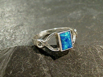 Size 5.75 Lab Created Opal, Sterling Silver Ring