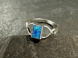 Size 7.75 Lab Created Opal, Sterling Silver Ring