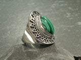 Size 8 Malachite, Sterling Silver Ring