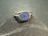 Size 9 Tanzanite, CZ, Sterling Silver Ring