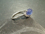 Size 10 Tanzanite, CZ, Sterling Silver Ring