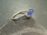 Size 9 Tanzanite, CZ, Sterling Silver Ring