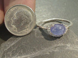 Size 9 Tanzanite, CZ, Sterling Silver Ring