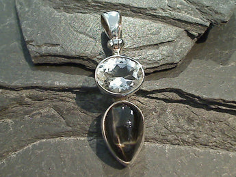 Star Diopside, Topaz, Sterling Silver Pendant