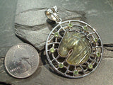 Labradorite, Peridot, Sterling Silver Extra Large  Horse Head Pendant