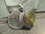 Labradorite, Sterling Silver Heart Pendant