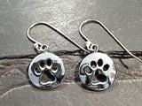 Sterling Silver Dog Paw Print Earrings