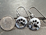 Sterling Silver Dog Paw Print Earrings