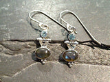 Labradorite, Blue Topaz, Sterling Silver Earrings