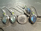 Labradorite, Peridot, Sterling Silver Earrings