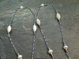 15.5" - 16.5" Pearl, Mother of Pearl, Sterling Silver Necklace