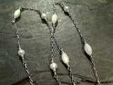 16.5" - 17.5" Pearl, Mother of Pearl, Sterling Silver Necklace
