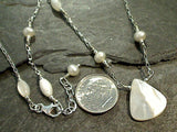 18" - 19" Pearl, Mother of Pearl, Sterling Silver Necklace