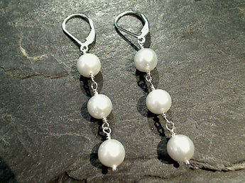 Pearl, Sterling Silver Earrings