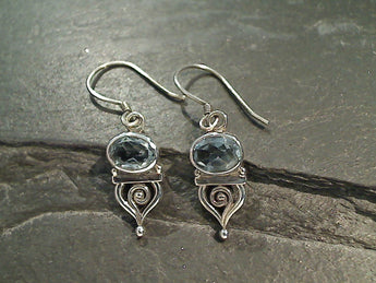 Blue Topaz, Sterling Silver Earrings