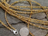 16" Citrine 3MM Necklace, Sterling Silver Clasp
