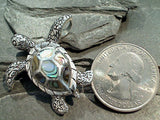 Abalone, Sterling Silver Sea Turtle Pendant