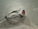 Size 5.25 Garnet, CZ, Sterling Silver Ring