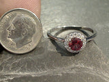 Size 10 Garnet, CZ, Sterling Silver Ring