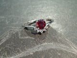 Size 7 Garnet, CZ, Sterling Silver Ring