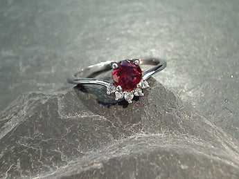 Size 6 Garnet, CZ, Sterling Silver Ring