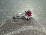 Size 7 Garnet, CZ, Sterling Silver Ring