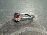 Size 7 Garnet, CZ, Sterling Silver Ring