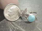 Size 6 Larimar, Sterling Silver Starfish Ring