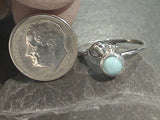 Size 7 Larimar, Sterling Silver Sea Shell Ring