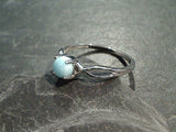 Size 8 Larimar, Rhodium Plated Sterling Silver Ring