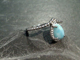 Size 8 Larimar, Rhodium Plated Sterling Silver Ring