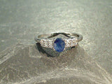 Size 5 Sapphire, CZ, Sterling Silver Ring