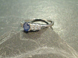 Size 5 Sapphire, CZ, Sterling Silver Ring