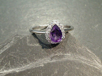 Size 5.25 Amethyst, CZ, Sterling Silver Ring