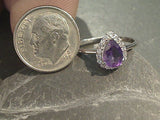 Size 10 Amethyst, CZ, Sterling Silver Ring