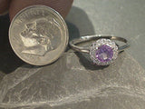 Size 10 Amethyst, CZ, Sterling Silver Ring