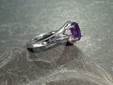 Size 7.75 Amethyst, CZ, Rhodium Plated Sterling Silver Ring