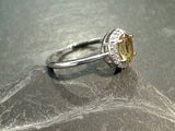 Size 9 Citrine, CZ, Sterling Silver Ring