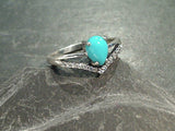 Size 8 Turquoise, CZ, Sterling Silver Ring